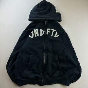 Vintage Undefeated Full Zip Up Hoodie Black Medium Logo Graphic Streetwear